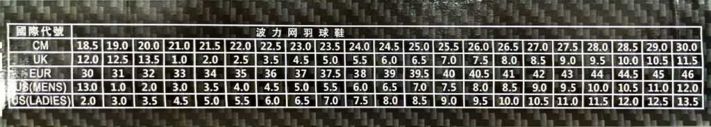 bonny size chart